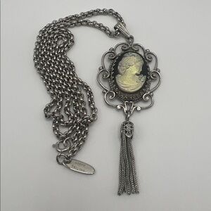 Whiting & Davis Cameo Necklace Romantic Victorian Revival Color Change Slvr Tone
